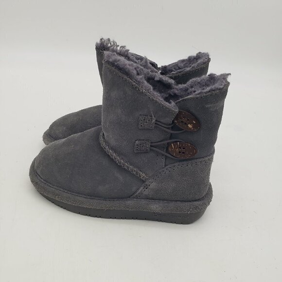 Bearpaw Rosaline Toddler Girls' Gray Suede Leather Warm Winter Boots Size 8 - Picture 3 of 13